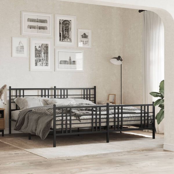 vidaXL Metal Bed Frame without Mattress with Footboard Black 193x203cm