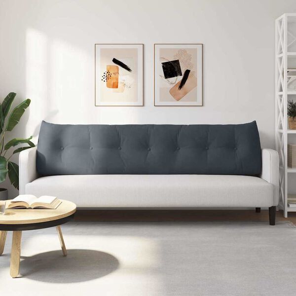 vidaXL Back Pillow Dark Grey 200 x 24 x 50 cm Velvet