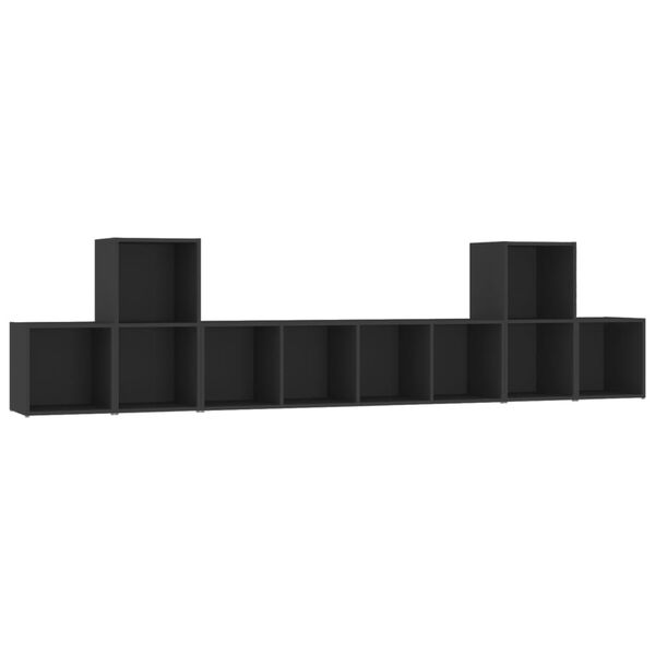vidaXL 5 Piece TV Cabinet Set Black Engineered Wood