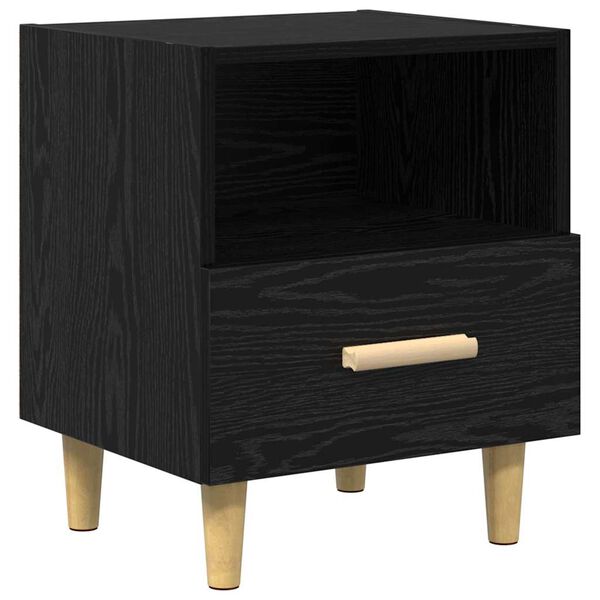 vidaXL Bedside Cabinet Black Oak 40 x 35 x 47 cm Engineered Wood