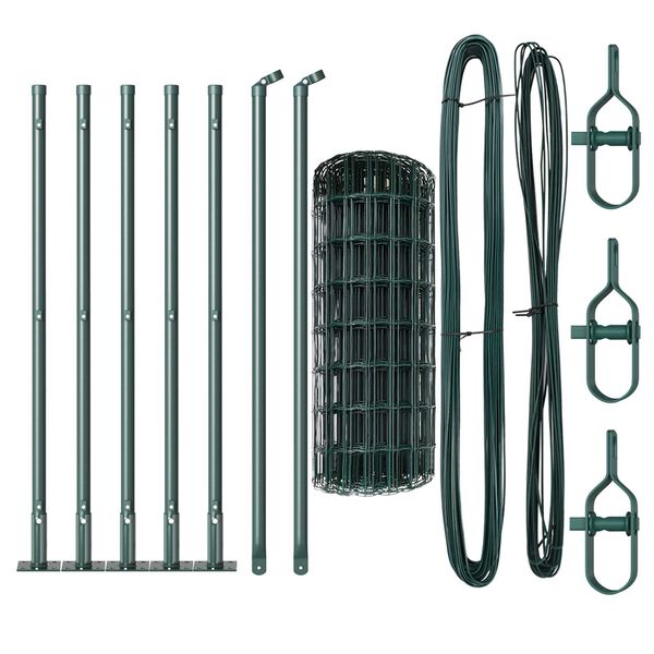vidaXL Fence with Posts Green 0.6 x 10 m Steel