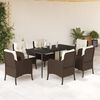 vidaXL 7 Piece Garden Dining Set with Cushions Brown Poly Rattan