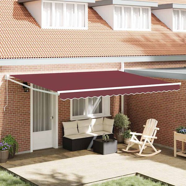 vidaXL Manual Retractable Awning Burgundy 450x300 cm