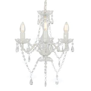 vidaXL Chandelier with Beads White Round 3 x E14