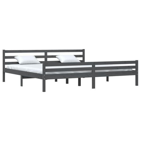 vidaXL Bed Frame without Mattress Grey Solid Wood 200x200 cm