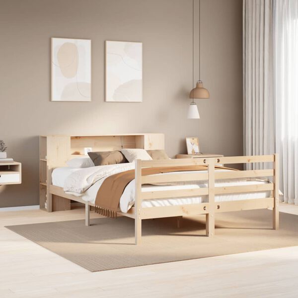 vidaXL Bookcase Bed without Mattress 140x190 cm Solid Wood Pine