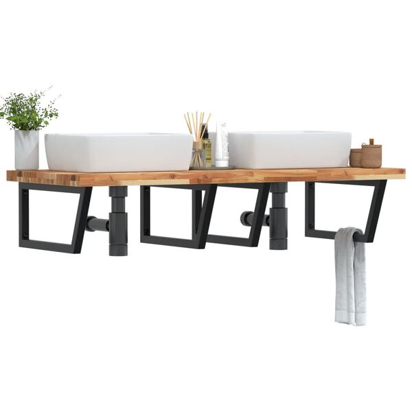 vidaXL Basin Shelf Wall Mounted Steel and Solid Wood Acacia