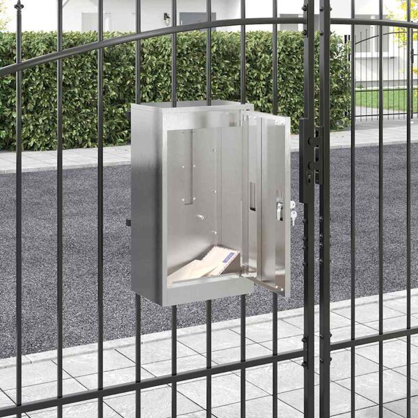 vidaXL Mailbox with Storage Black 30 x 20 x 55 cm Stainless Steel