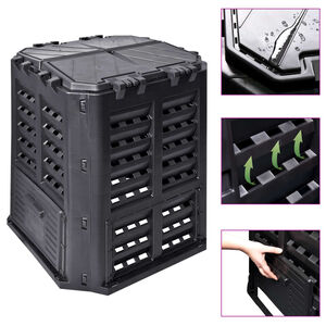 vidaXL Garden Composter Black 68,9x68,9x83,9 cm 360 L