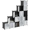 vidaXL Storage Cube Organiser with 15 Cubes and Doors Black PP