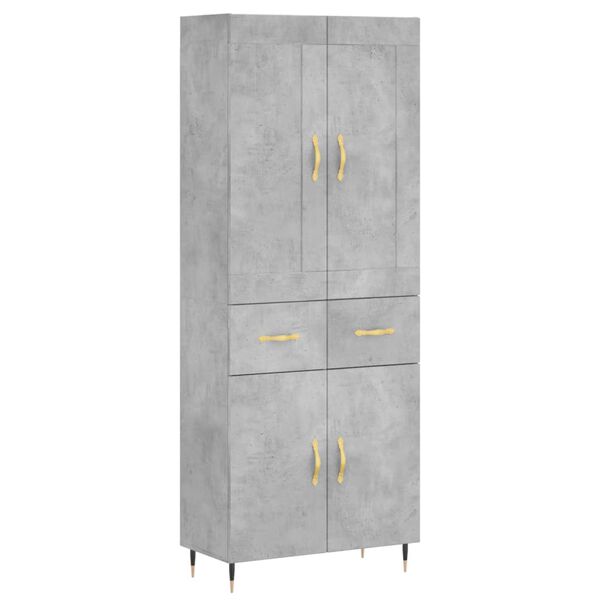 vidaXL Highboard Concrete Grey 69.5x34x180 cm Engineered Wood