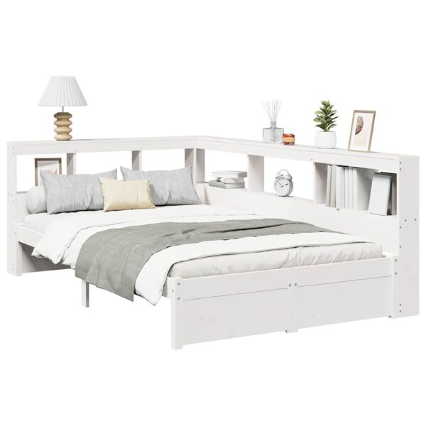 vidaXL Bookcase Bed without Mattress White 120x200 cm Solid Wood Pine