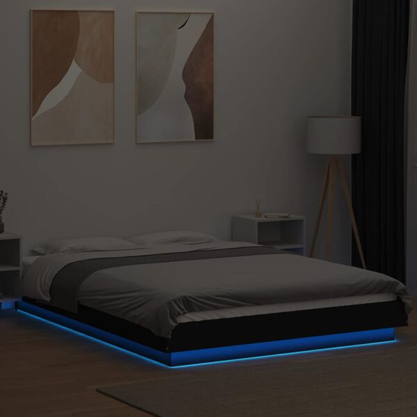 vidaXL Bed Frame with LED Lights without Mattress Black 120x200cm
