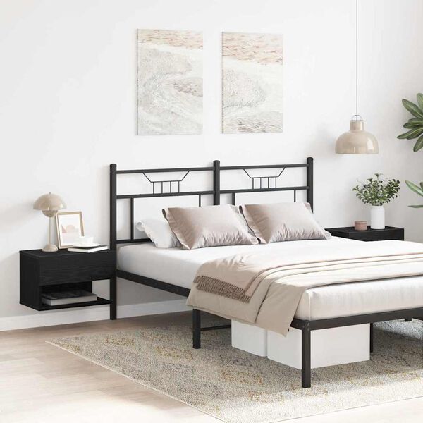 vidaXL Bedside Cabinet with Drawer 2 pcs Black oak 46 x 29.5 x 30 cm