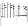vidaXL Garden Fence with Spear Top Black 239x100 cm Powder-coated Steel