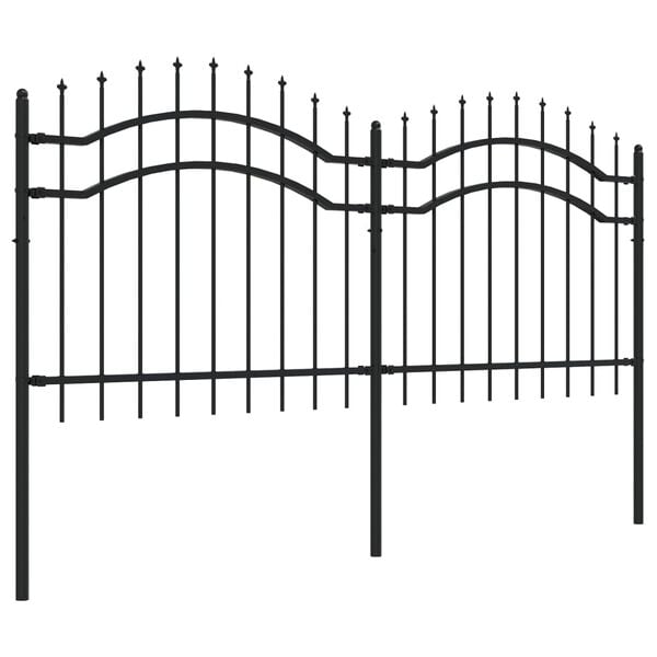 vidaXL Garden Fence with Spear Top Black 239x100 cm Powder-coated Steel