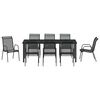 vidaXL Garden Dining Set 9 pcs Black Powder-Coated Steel