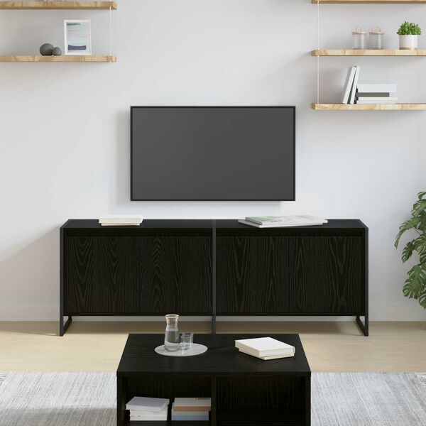 vidaXL TV Cabinet Black Oak 140 x 36 x 49.5 cm Engineered Wood