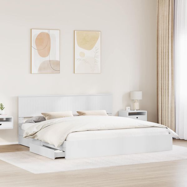vidaXL Storage Bed with Headboard White 200 x 200 cm Engineered Wood