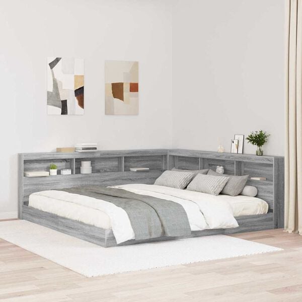 vidaXL Bookcase Bed Grey sonoma 180 x 200 cm Engineered wood