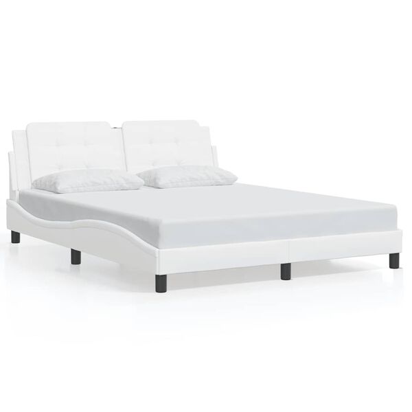 vidaXL Bed Frame without Mattress "Zadar" White 160x200 cm Faux Leather