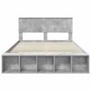vidaXL Bed Frame with Shelf Concrete Grey 160 x 200 cm Engineered Wood