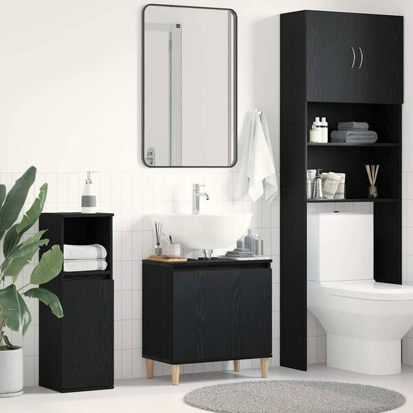 vidaXL Bathroom Sink Cabinet Black Oak 58 x 33 x 60 cm Engineered Wood