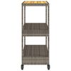 vidaXL Bar Cart 3-Tier Grey Poly Rattan and Solid Wood Acacia
