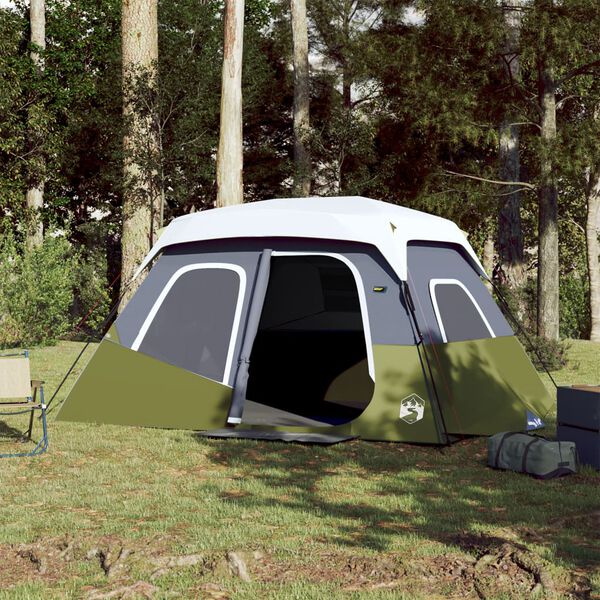 vidaXL Family Tent with LED 6-Person Light Green Quick Release