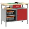 vidaXL Work Bench with Drawer with Shelf Red and Grey 100 x 55 x 85 cm