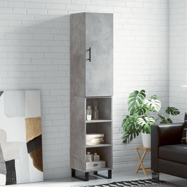 vidaXL Highboard Concrete Grey 34.5x34x180 cm Engineered Wood