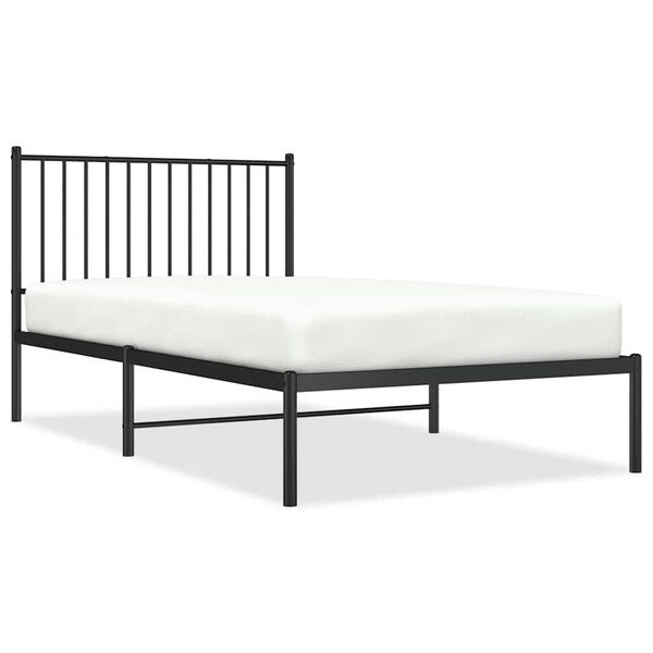 vidaXL Metal Bed Frame without Mattress with Headboard Black 100x190cm