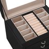 vidaXL Jewellery Box 4-Layer with Mirror Lockable Black 22.5x17.5x16.5 cm