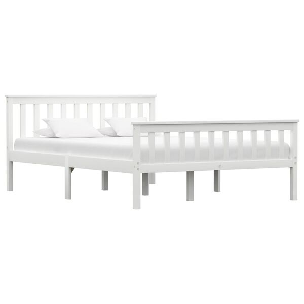 vidaXL Bed Frame without Mattress White Solid Pine Wood 140x200 cm