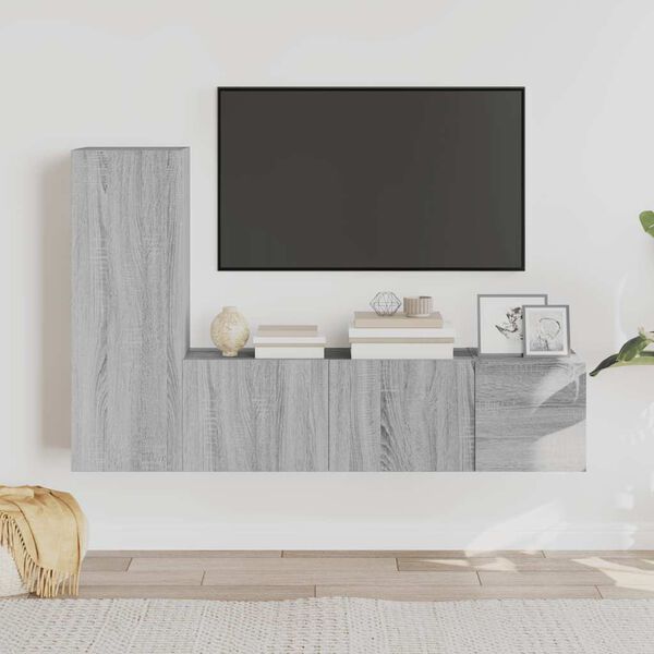 vidaXL 3 Piece TV Cabinet Set Grey Sonoma Engineered Wood