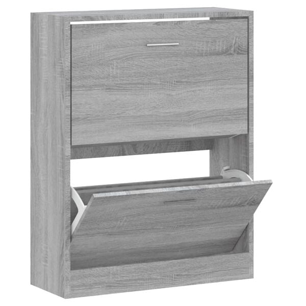 vidaXL Shoe Cabinet Grey Sonoma 63x24x81 cm Engineered Wood