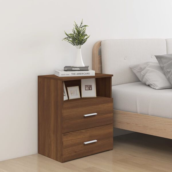 vidaXL Bed Cabinets 2 pcs Brown Oak 50x32x60 cm