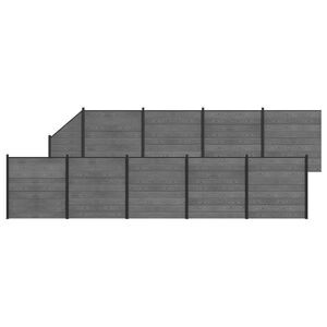 vidaXL Fence Set 10 pcs 1657 x 186 cm WPC and Aluminium Grey