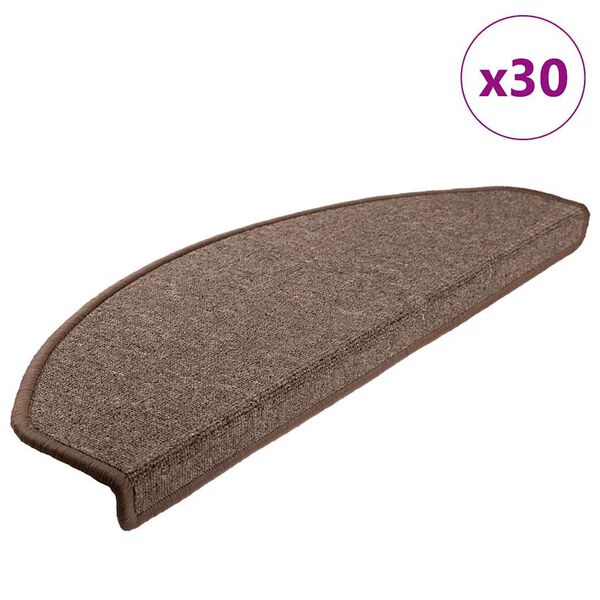 vidaXL Stair Mats 30 pcs 65x24x4 cm Coffee Brown Half Round Large