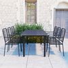 vidaXL 7 Piece Garden Dining Set Black Glass and Steel