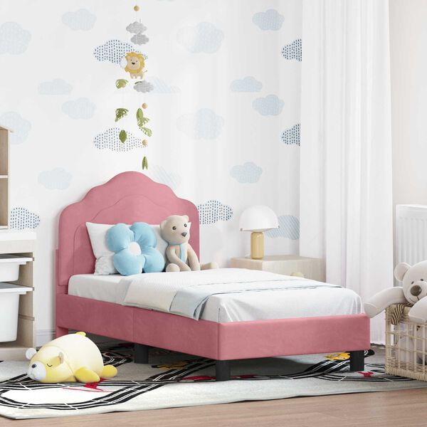vidaXL Toddler Bed Frame with Headboard Pink 70 x 140 cm Velvet