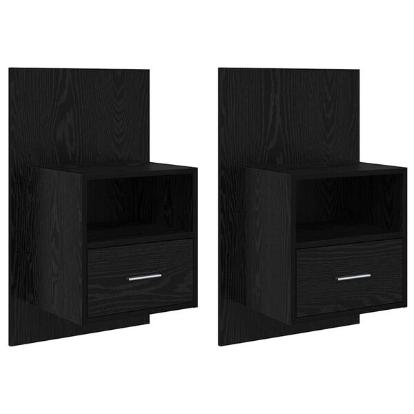 vidaXL Bedside Cabinet with Drawer 2 pcs Black Oak 50 x 32.5 x 80cm