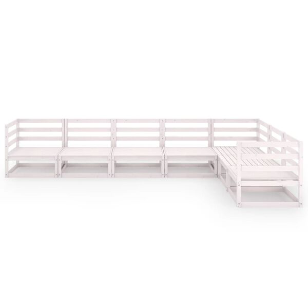 vidaXL 7 Piece Garden Lounge Set White Solid Pinewood