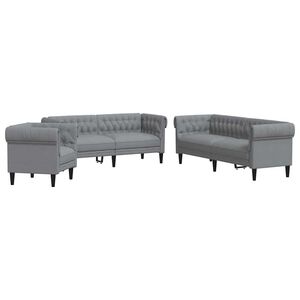 vidaXL Living Room Couch 3 pcs Light Grey Fabric