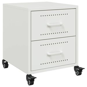 vidaXL Bedside Cabinet White 36x39x43.5 cm Steel