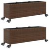 vidaXL Garden Planters with Wheels 2 pcs Brown 107x32x38 cm Poly Rattan
