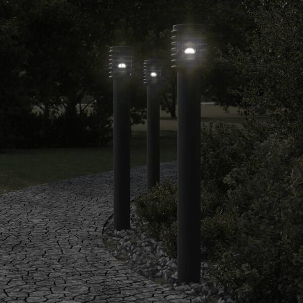 vidaXL Outdoor Floor Lamps with Outlet 3pcs Black 110cm Stainless Steel