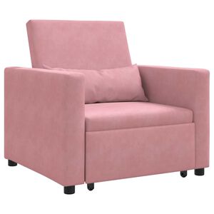 vidaXL Pull out Sofa Bed Single Light pink 90 x 165 x 87 cm Velvet