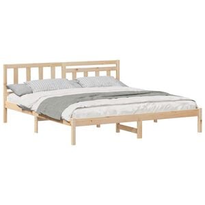 vidaXL Bed Frame with Headboard Brown 200 x 200 cm Solid Pine Wood