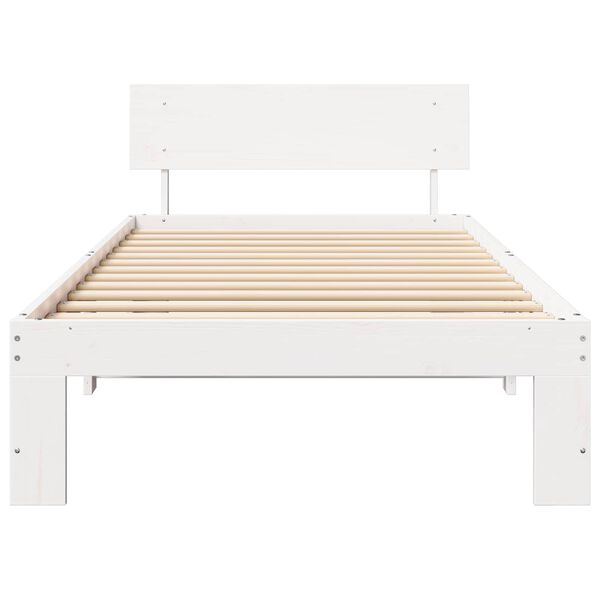 vidaXL Bed Frame with Headboard White 90 x 200 cm Solid Pine Wood